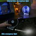 efluky 4.9-Inch Mini Desk Fan - 3 Speeds, Rechargeable Battery/USB Powered with LED Light, Quiet Portable Fan for Home, Office, Travel, Camping (Black)