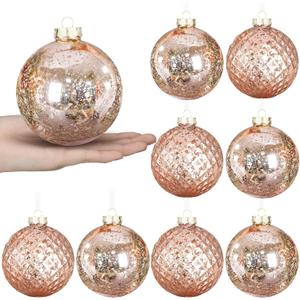 Syhood 8 Pcs 4" Large Christmas Balls Ornaments Shatterproof Christmas Tree Vintage Mercury Finish Plastic Balls Hanging Decorations for Xmas Trees Wedding Party Holiday Decorations(Rose Gold)