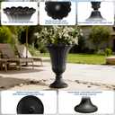 24" Tall Urn Planters for Outdoor Plants, Urns and Pedestal, Black, 23.62"H x 15.75"W x 19.69"D