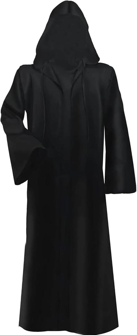 Black Hooded Cloak for Adult - Unisex Halloween Costume Vampire Witch Cape Wizard Robe Gothic Cosplay Cloak with Hood (XXL)