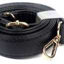 BEAULEGAN Purse Strap Replacement - Full Grain Microfiber Leather - 59 Inch Long Adjustable for Crossbody Shoulder Bag - 0.7 Inch Wide, Black/Gold