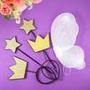 Sratte 6 Pcs Fairy Costumes, Fairy Wings Dress Up Wings Butterfly Glitter Star Wand and Gold Crown Headband Set, Halloween Costume Dress Up Accessories Birthday Decorations Party Play Accessories