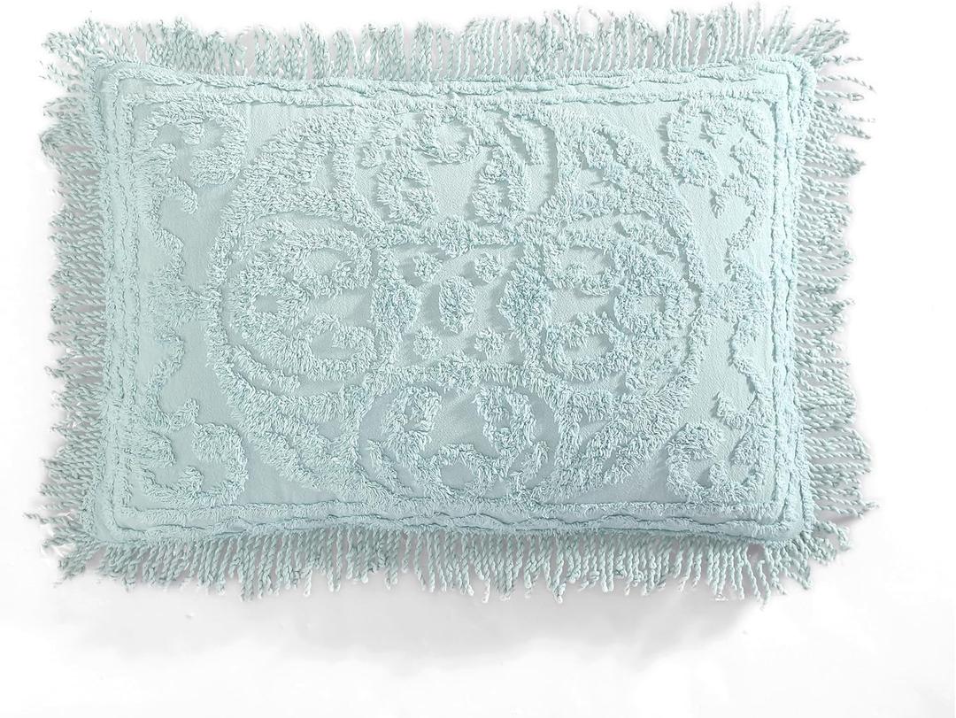 Beatrice Home Fashions Medallion Chenille Bedspread, Standard Sham, Blue