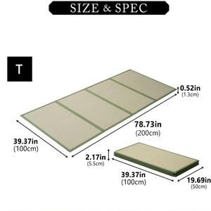 EMOOR Japanese Tatami Mat Twin Natural Rush Grass (Undyed), Foldable Igusa Mattress Floor Sleeping Japanese Futon Mattress Meditation Yoga Zen, 3'3" x 6'7" (Rectangular)