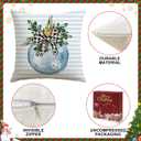 Artscope Christmas Throw Pillow Covers 16x16 Inch Set of 4, Santa Claus Merry Bright Xmas Tree Ball Holiday Decoration Pillow Cases for Christmas Home Decor-Blue