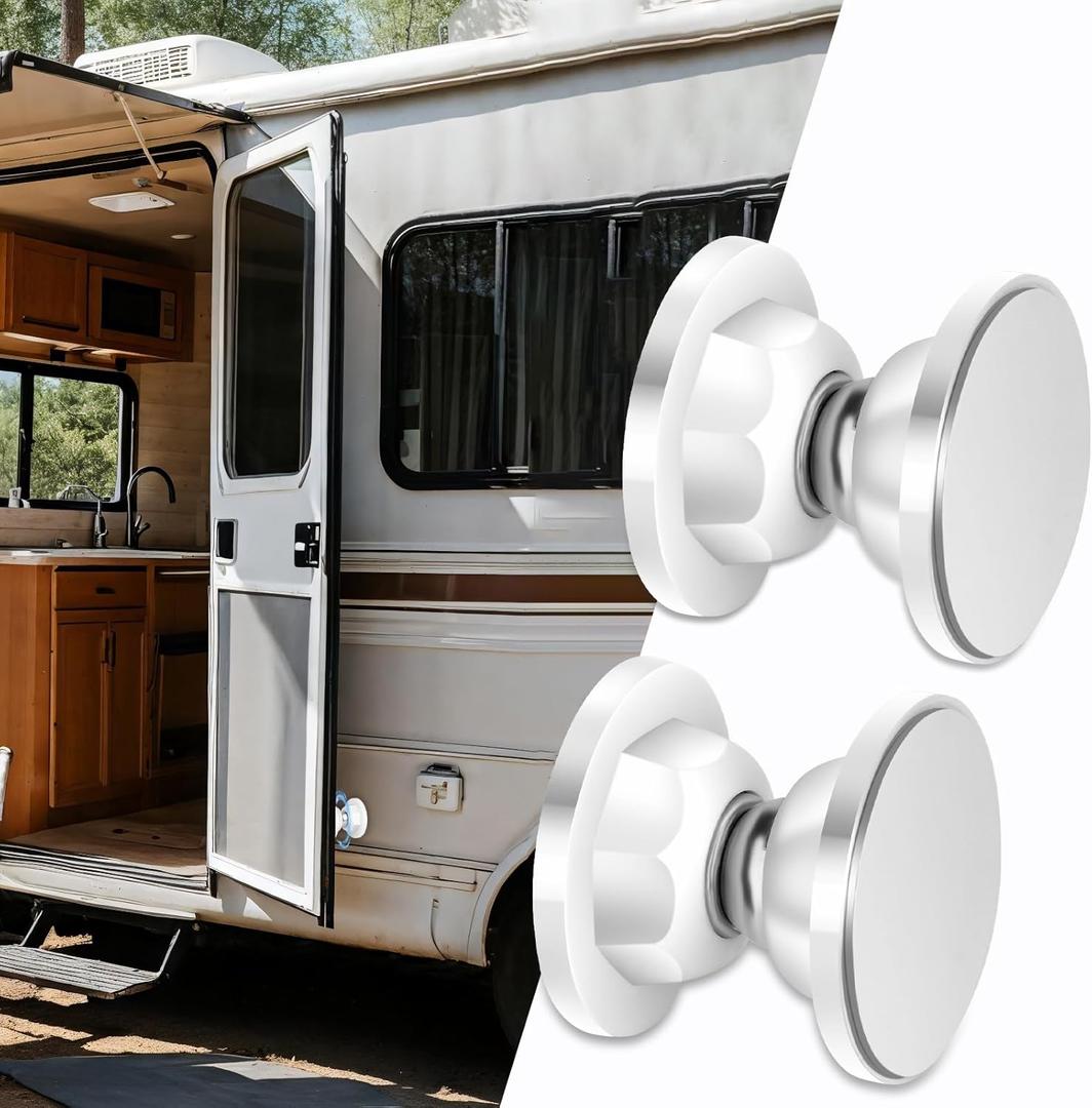 Magnetic Door Catch, RV Door Holder Baggage Door Catch for RV, Camper, Motorhome,Travel Trailers to Keep Door Open, Sturdy&Durable (White, 1.8 Inch- 2Pack)