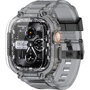 amBand M1 Sport Case Band for Apple Watch Ultra 3/2/1 & SE 3/2/1 & Series 11 10 9 8 7 6 5 4 3 49mm 46mm 45mm 44mm 42mm 41mm 40mm 38mm, Shockproof & Scratch Resistant Rugged Bumper for Men (Crystal Black)