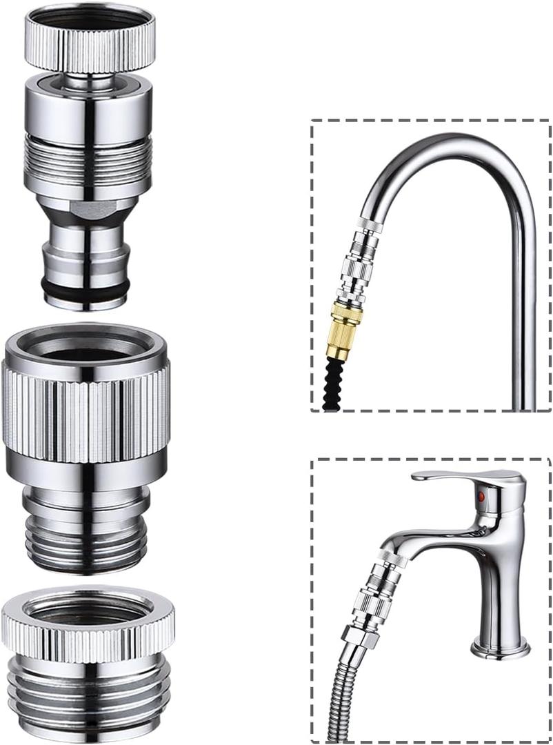 Kitchen Sink Faucet Quick Connector, Dishwasher Washer Snap Coupling Adapter, Faucet to Garden Hose Adapter for Bathroom Kitchen/Shower Hose/Garden Hose