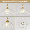 1 Piece Vintage Chandelier Light Fixtures with Crystal Glass Shade,Matte Brass Finish Pendant Light for Kitchen Island, Hanging Light Fixture for Dining Room, Hallway, Living Room, Bedroom