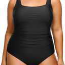 Daci Women Plus Size One Piece Swimsuit Athletic Tummy Control Ruched Bathing Suit 22W