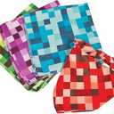 Fun Express - Pixel Checker Bandanas - Apparel Accessories - Hats - Bandannas -  Blue and Green, 10 Pieces