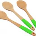Chef Craft Premium Silicone Handle Wooden Spoon Set, 14 inch, Green
