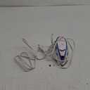 Sunbeam Hot-2-Trot Travel Steam Iron, 800 Watt Dual Voltage 120/240, Compact Size, Portable, Non-Stick Soleplate, Soft Touch Handle, Horizontal or Vertical Use, White and Blue (Small)