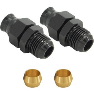 8AN Male Flare to 3/8" Fuel Hardline Tube Fitting Adapter Connector Aluminum Alloy Black Anodized 2Pcs
