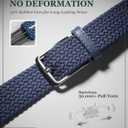 Mens Braided Elastic Stretch Golf Belt  Big and Tall Men Woven Belt, 1.38" Leather-Tipped Adjustable Fit (Waist 44"-50" Stretch, Blue)