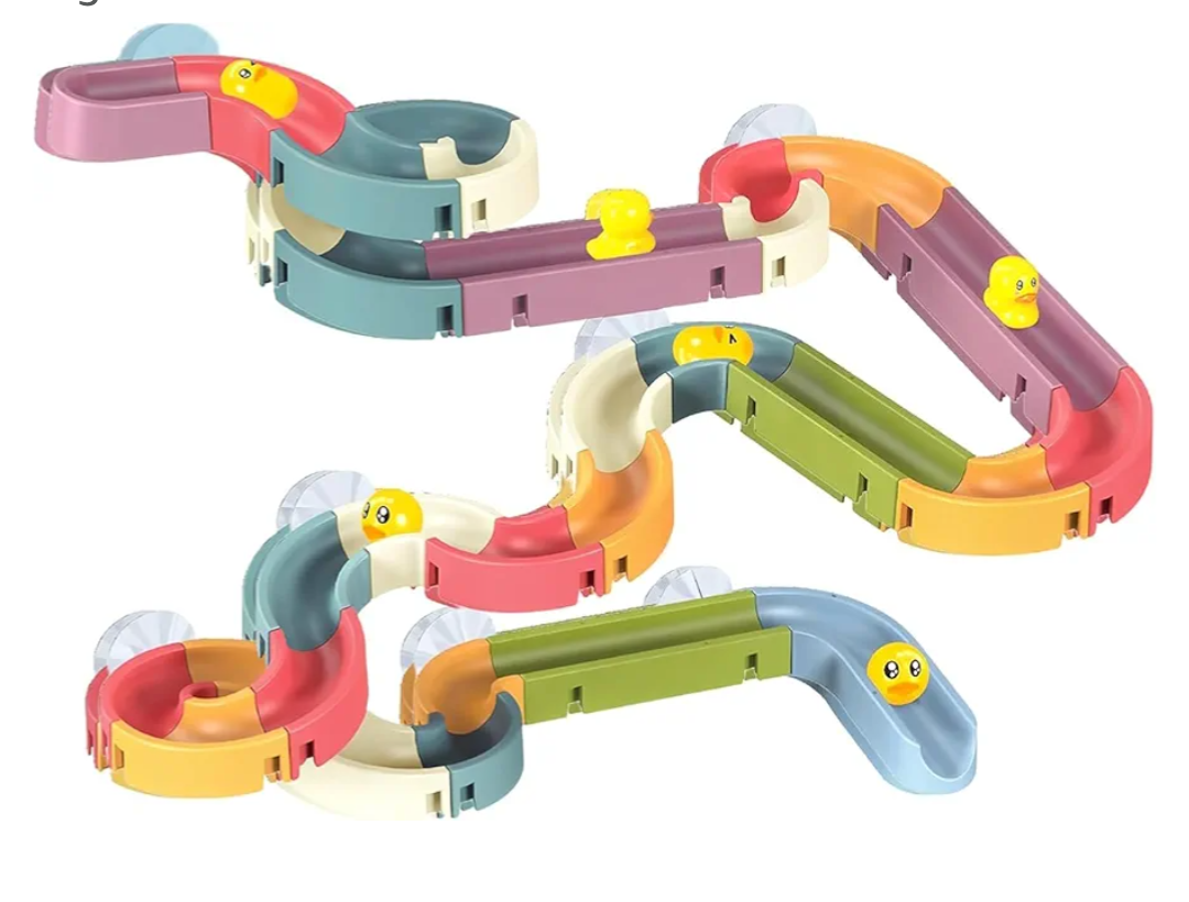 48PCS Toddler Bath Toys for Kids Ages 3-5,DIY Duck Slippery Slide Track Baby Bath Tub Toys with Suction Cups, for Baby Infant Boys Girls Bath Time Ages 2 3 4 5 6 7 8Years Old