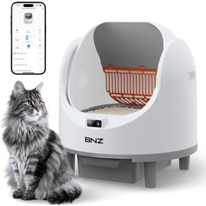 BNZ Self Cleaning Litter Box  Automatic Cat Litter Box for Multiple Cats | App Control, Safety Sensors, Open Top Design | Includes Scent Cartridge & Trash Bags