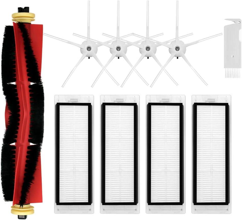 Replacement Spare Parts Compatible with Roborock E4, E5, S4, S4 Max, S5, S5 Max, S6, S6 MaxV Robotic Vacuum Cleaner Backup Kit with 1 Roller 4 Side Spin Brush 4 Hepa Filter Attachments NOT for Q5 (Combination Set)