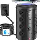 Surge Protector Power Strip  Desk Charging Station with 15W Wireless Charger, Multiple Outlets Charging Station with 16 2300J AC Outlets & 5 USB (2 USB C) Port, for Home, Office, Dorm Room