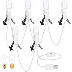 LikeLion Six Socket Light Set with 8 Bulbs, Compatible with Dept 56 Village Collection Accessories, 108 Inch Cord, 120V 6W Bulbs, White
