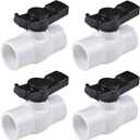 (4 Pcs) 1" PVC Ball Valve, Shut-Off PVC Ball Valve Socket with Upgrade Easy-Turn Handle for SCH40 Pipe-Suitable for Swimming Pool, Water Project & Irrigation System, Rated at 150 PSI
