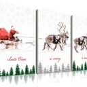 FAEKSUR Christmas Framed Canvas Wall Art Set of 3, Santa Claus Sleigh With Reindeer Design, Holiday Home Wall Decor for Living Room, Bedroom, Kitchen, Office