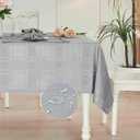 Rectangle Table Cloth Linen Farmhouse Stainproof Waterproof Washable Polyester Oblong Rectangular Fabric Table Cover for Kitchen Dining Dinner (Grey01, 70" x 52" (Rectangular))
