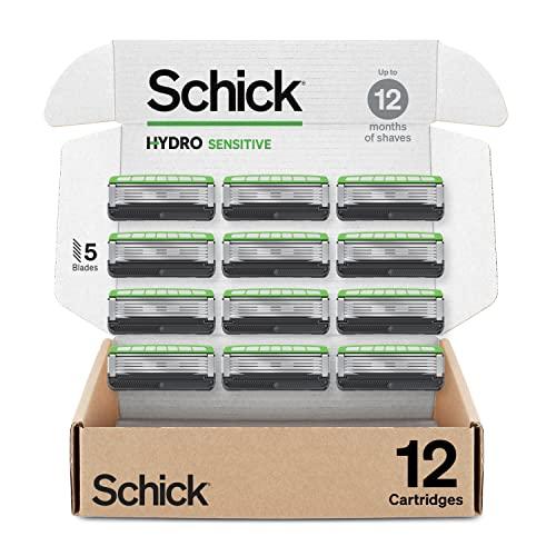 Schick Hydro Sensitive Razor Refills, Only 8ct | 5 Blade Razor for Men, Shaving Blades, 8 Refills