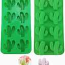 2 PCS 8 Cavity Cactus Silicone Molds for DIY Fondant Candy Making Chocolate Mold Desserts Ice Cube Tray Gum Clay Biscuit Plaster Resin Cupcake Topper Cake Decor Moulds
