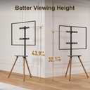 Tripod Easel TV Stand for 43 to 65 Inch LCD LED OLED Screen, Height Adjustable and Swievel TV Stand, Portable Corner TV Floor Stand with Wooden Tray, VESA 400x400mm, Minimalist Black Walnut