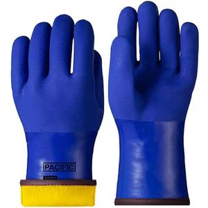 PACIFIC PPE PCV Thermal Insulated Freezer Gloves for Winter, Chemical & Oil Resistant, Waterproof, Men and Women, Blue, Large (Large (Pack of 1))