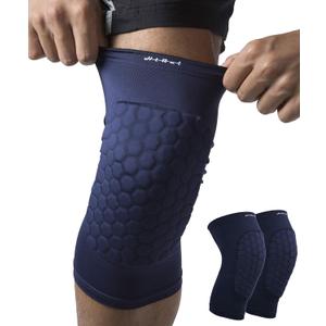 HiRui Knee Pads for Kids Youth Adult, Basketball Baseball Knee Brace Knee Support, Collision Avoidance Kneepad Compression Knee Sleeve for Volleyball Football Cycling Running-1Pair (Navy Blue, XL)