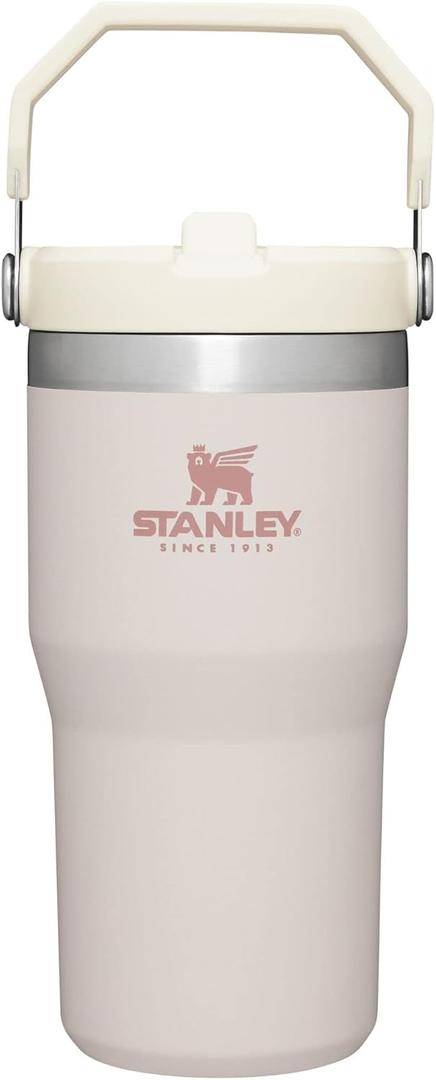 Stanley IceFlow Flip Straw Tumbler with Handle 20 oz | Twist On Lid and Flip Up Straw | Leak Resistant Water Bottle | Insulated Stainless Steel |BPA-Free | Rose Quartz