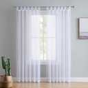 HLC.ME White Tab Top 54 inch x 84 inch Long Window Curtain Sheer Voile Panels for Living Room & Bedroom, Set of 2
