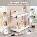 Forbena 2 Tier Bathroom Counter Organizer, White and Grey Coffee Bar Organizer for Countertop, Wood Shelf Tray for Vanity Makeup Storage, Small Kitchen Sink Top Organizers for Coffee Bar Station