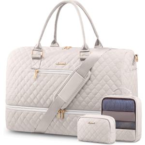 LOVEVOOK Travel Duffle Bag for Women, Weekender Overnight Bag with Shoe Compartment, Carry on Bag with Toiletry Bag, Gym Duffel Bag with Wet Pocket, Hospital Bags for Labor and Delivery 3 Pcs Set