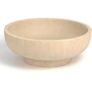 Decorative Resin Bowl, Large Fruit Bowl, Artificial Travertine Beige | Perfect for Kitchen Counters, Coffee Tables, and Entryways, Use for Fruit Display, Key Storage, or Stylish Home Decor Accents