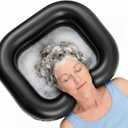 Inflatable Shampoo Basin, Portable Hair Washing Bowl with Drain Hose, Double-Layer Ergonomic Neck Support & Leak-Proof Design, for Bedridden, Disabled, Elderly and Pregnant Women (black