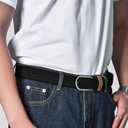 2 x Multicolored Woven Stretch Belt for Men and Women, Braided Elastic Golf Belts Jeans Casual Pants Sport Belt (Black)