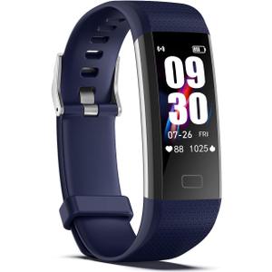 ENGERWALL Fitness Tracker with Step Counter/Calories/Stopwatch, Activity Tracker with Heart Rate Monitor, IP68, Health Tracker with Sleep Tracker, Smartwatch, Pedometer Watch for Women Men Kids (Dark Blue)