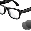 AI Smart Glasses with 8MP Camera, 4K Video & HD Photo, Bluetooth Audio, AI Voice Assistant, Real-Time Translation, Object Recognition, Noise-Cancel Calls, Photochromic +2 Sunglasses Lenses