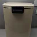 SONGMICS Trash Can with Lid, 8 Gallon Garbage Can, Stainless Steel Small Waste Bin with Step Pedal and Inner Bucket, Soft Close, Kitchen, Sand Beige ULTB003A01