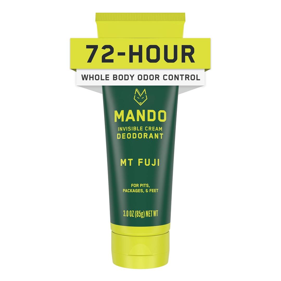 Mando Whole Body Deodorant For Men - Invisible Cream - 72 Hour Odor Control - Aluminum Free, Baking Soda Free, Skin Safe - 3 Ounce Tube (Mt Fuji), Pack of 2 