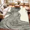 4x6 Rug Modern Abstract Area Rug Contemporary Striped Living Room Rug Stain Resistant Washable Rug Non-Shedding Bedroom Rug Non-Slip Low-Pile Floor Carpet for Dining Room Kitchen Home Office (4X6 ft, Cp-01)