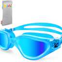 ZIONOR Kids Swim Goggles, G1 MINI UV Protection Anti-Fog Polarized Swimming Goggles for Age 6-14 (A8(mirrored Blue Lens + Clearblue Frame))