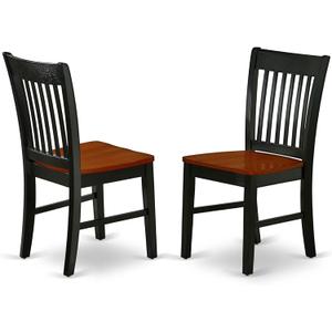 East West Furniture NFC-BCH-W Norfolk Dining Chairs - Slat Back Wood Seat Kitchen Chairs, Set of 2, Black & Cherry