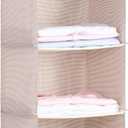 DonYeco Hanging Closet Organizer, Easy Mount Foldable 3-Shelf Hanging Closet Wardrobe Storage Shelves, Clothes Handbag Shoes Accessories Storage, Imitation Linen Fabric, Beige Houndstooth