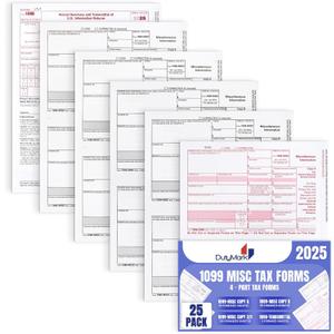 1099 MISC Forms 2025, 5 Part Set, Kit for 25 Vendors Complete Laser 1099 Tax Forms in Value Pack 1099 Misc 2025- NO ENVELOPES