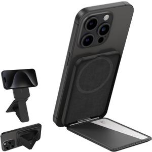 Compatible with Magsafe Wallet for iPhone 16/15/14/13/12 Series, Versatile Phone Stand, Card Holder Phone Grip, Strong Magnetic Strength, Lightweight Wallet Stand, Black