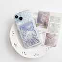 NITITOP Compatible with iPhone 15 Plus Case with Card Holder Clear Cute Line Rose Floral Flowers for Women Girls Soft TPU Wallet Shockproof Protective Cover - White